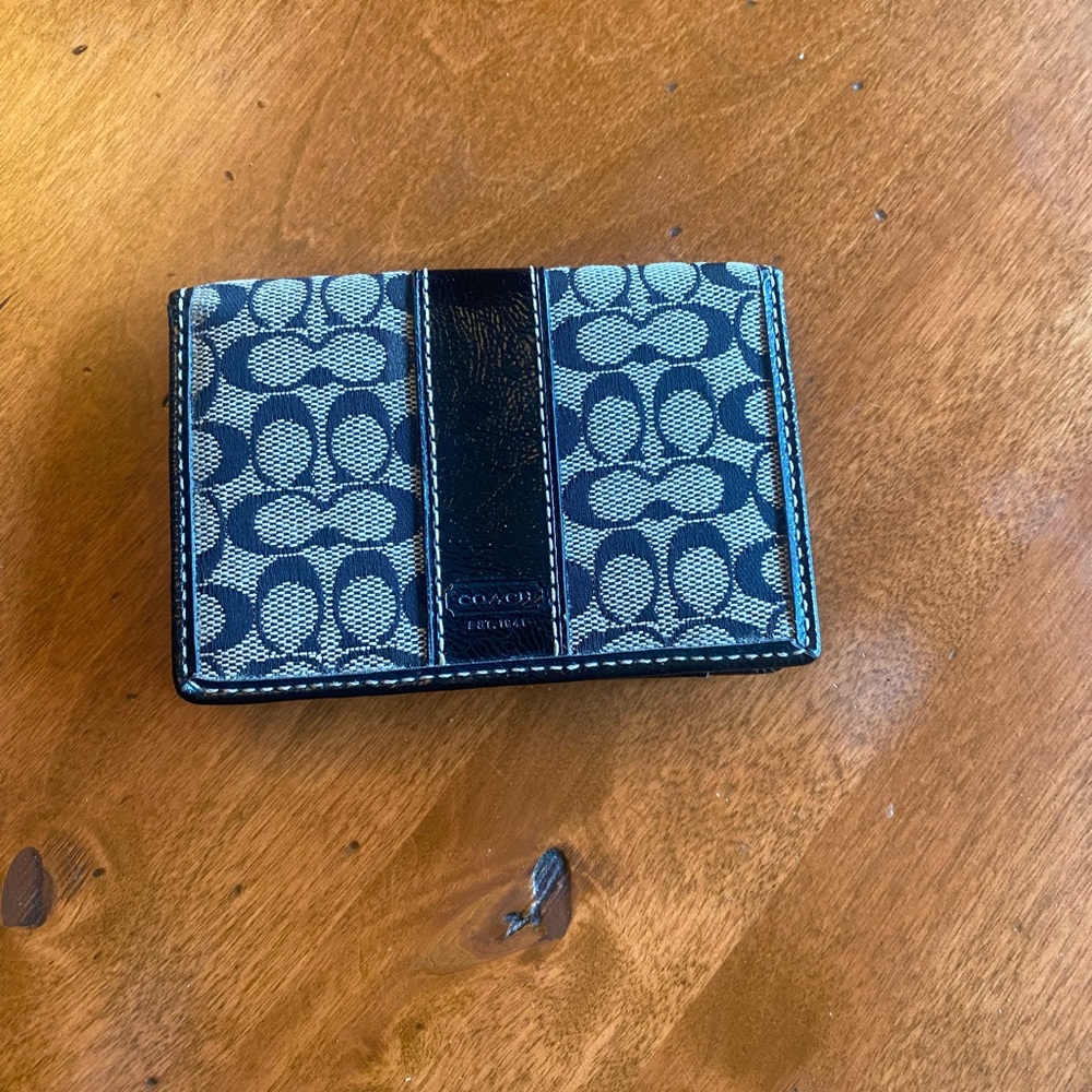 Coach Signature Black and Gray Card Holder